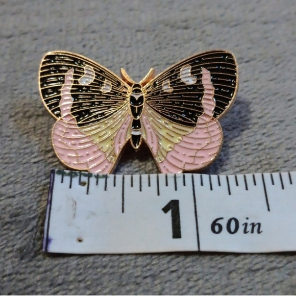 Butterfly Enamel Metal Pin, Black Pink Gold Brooch, Nature Summer Spring New - Picture 6 of 6